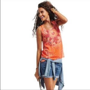 CAbi Orange Merrow Tank Blouse